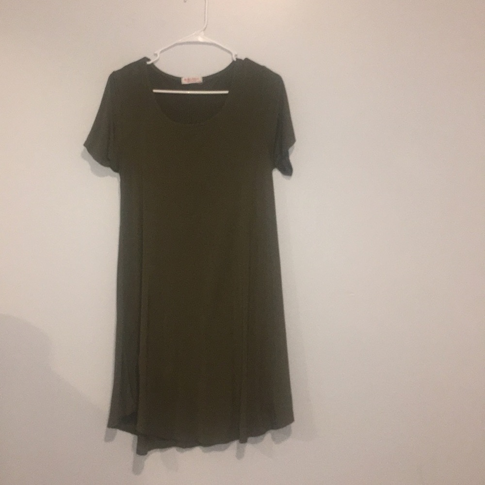 Army green flow dress